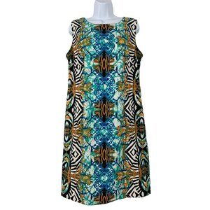 Ronni Nicole Womens Sheath Dress Multi-Color Sleeveless Tribal Print Size 12